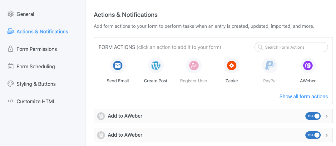 Configuring a WordPress form to collect email addresses