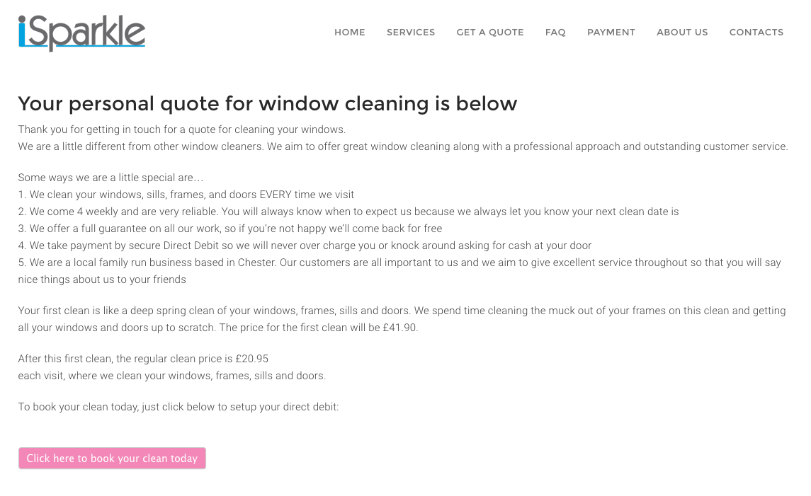 When form is submitted, an instant online quote is produced.