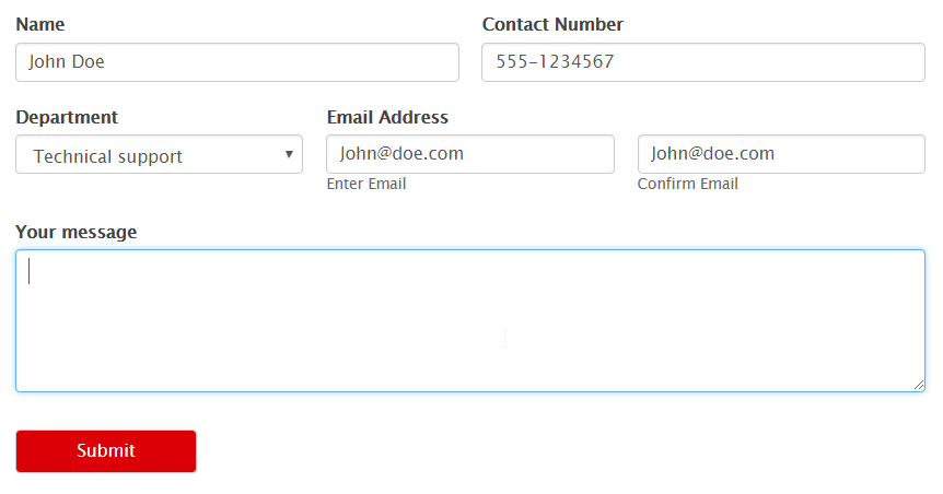 Formidable contact form on a large screen
