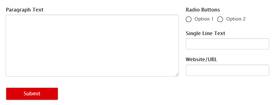 Sections used for custom form layout