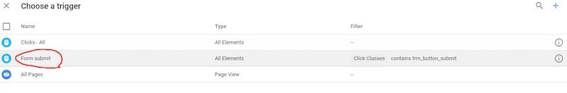 Google tag manager form submit trigger