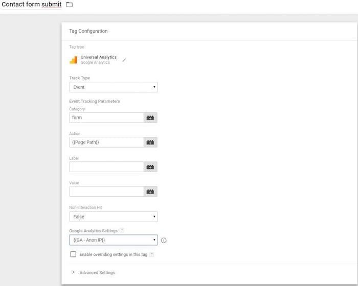 Google tag manager form submit tag setup