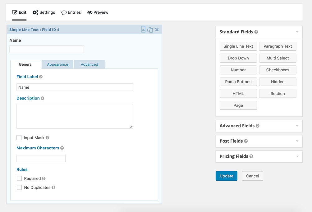 Gravity Forms builder