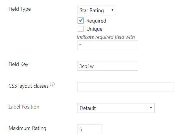 customize star rating field