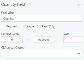 Quantity field options