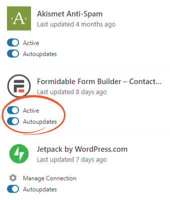 Jetpack for WordPress autoupdates feature