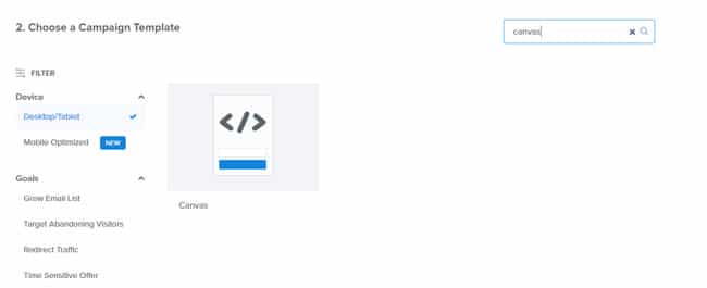choose popup template