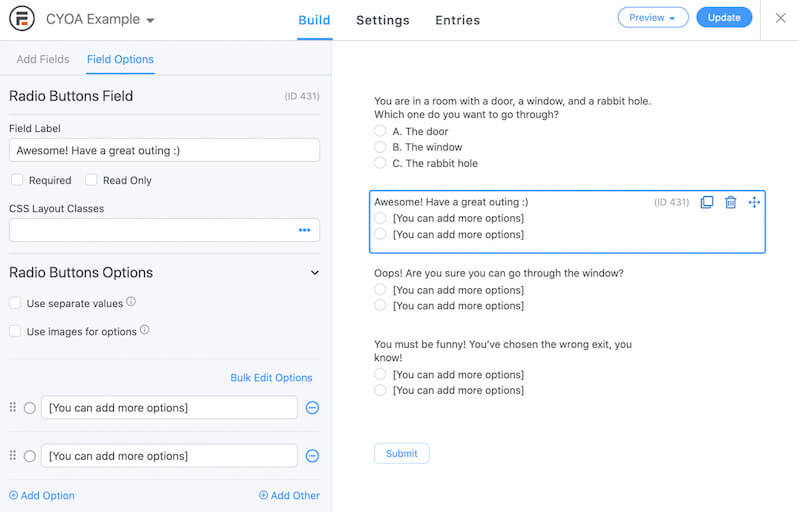 Scene 1 and Scene 2 options added to the form
