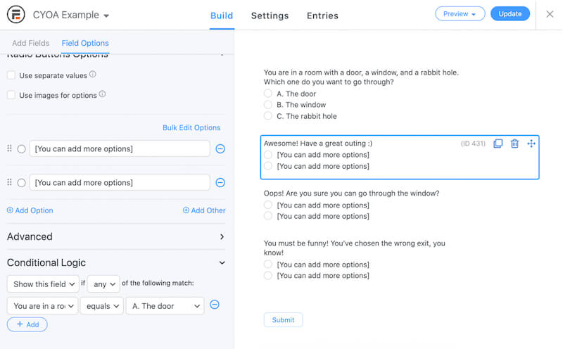 Conditional logic added to a form field
