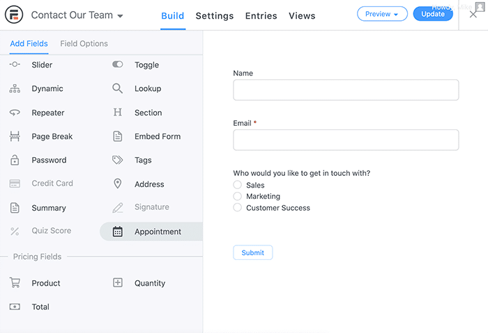 drag and drop into radio buttons
