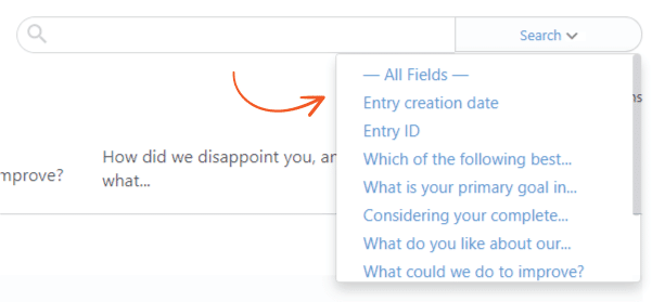 Filter through your database entries