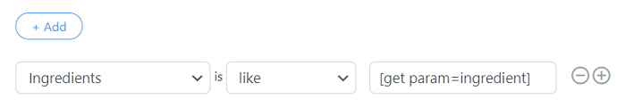 Applying search parameters to a recipe database.