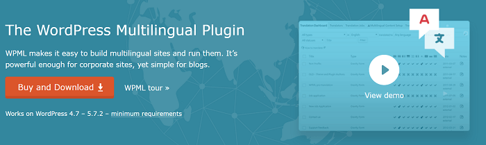 The logo for the popular translation plugin, WPML.