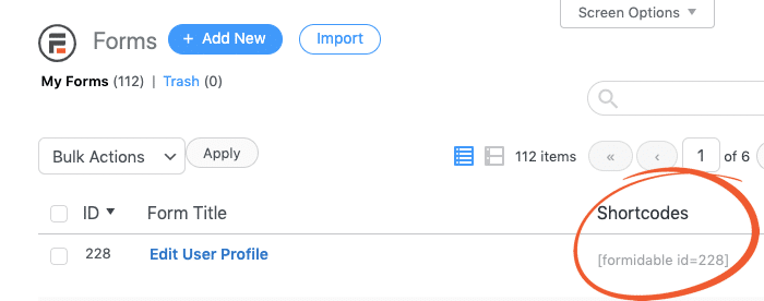 Locating the edit user profile form shortcode