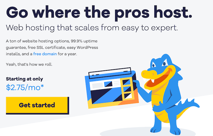 The Hostgator home page.