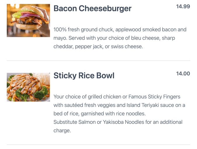 An example of using Formidable Forms as a WordPress restaurant menu plugin.