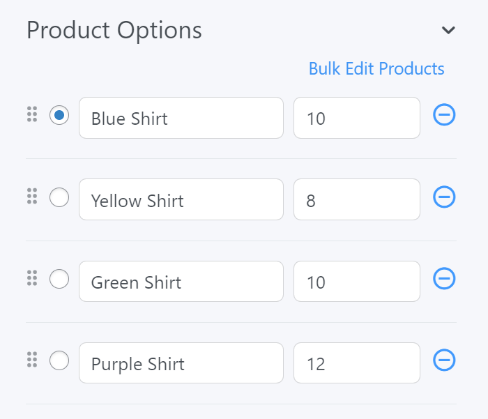 Adding new pricing fields for WordPress product options.