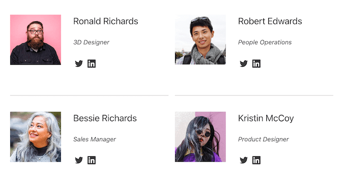 Team Directory List Template