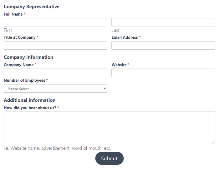 Survey example for gaining B2B leads.