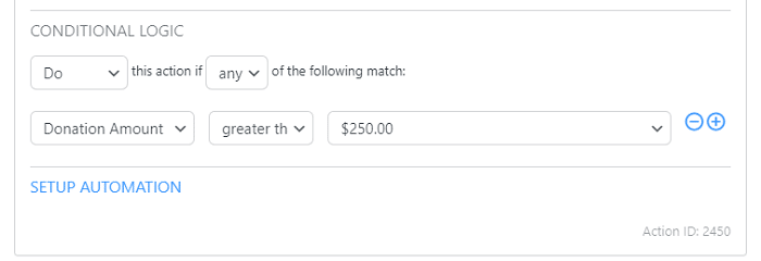 An example of a conditional logic email to maximize the recurring donations WordPress option.