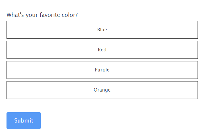 Online survey example with a radio field using buttons.