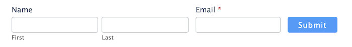 An example of a contact page inline form using an inline email field and inline submit button
