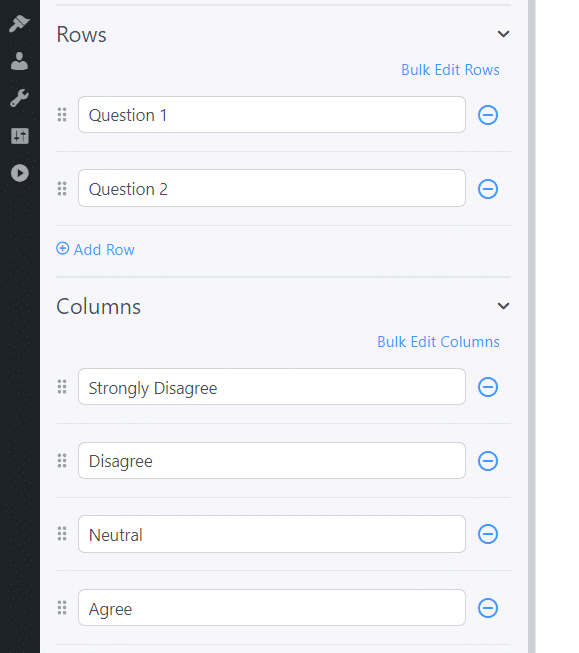 Editing Likert scale options