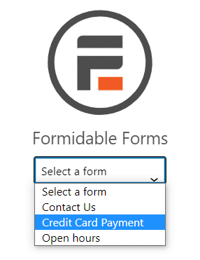 Formidable Forms block dropdown menu