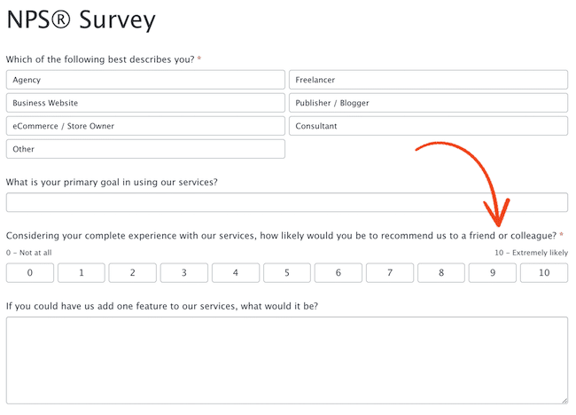 NPS survey example for businesses