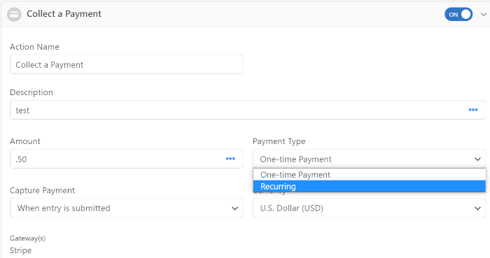 Setting up recurring payments with Stripe in WordPress.