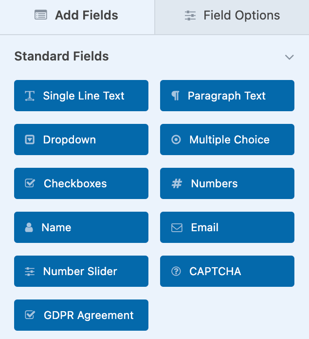 WPForms free field types