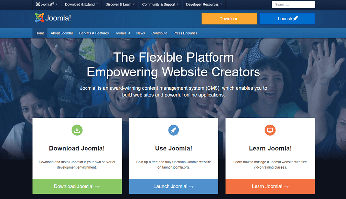 The Joomla homepage.