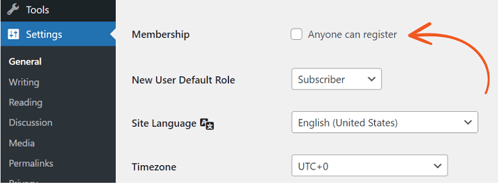 An example of how to disable registration. This is a simple way to prevent spam user registration.