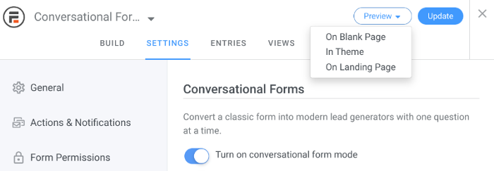Preview your Conversational Form