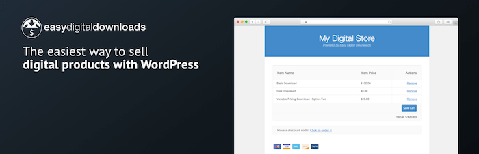 The Easy Digital Downloads WordPress website for WordPress file share