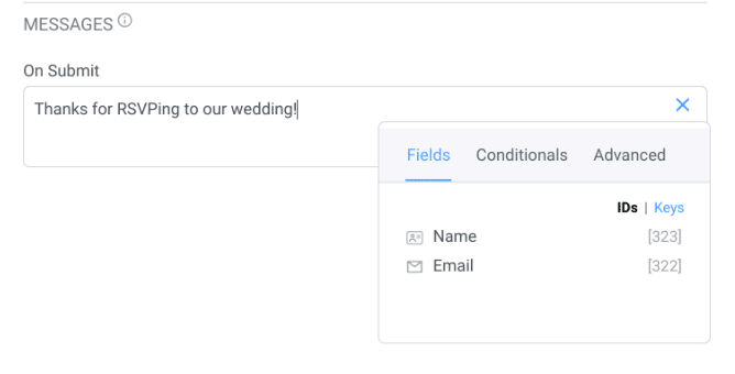 The On Submit message.