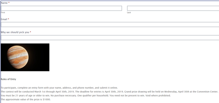 Add HTML image to contest entry form