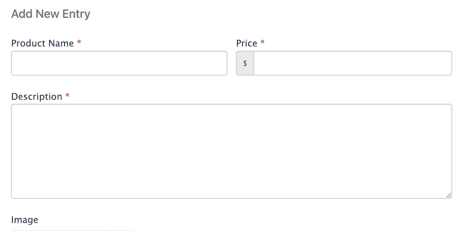 The admin-site form to add new products