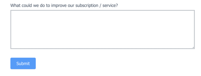 A basic form asking how the company could improve