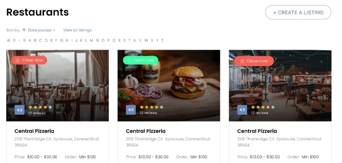 Restaurant listings sites can also use infinite scroll
