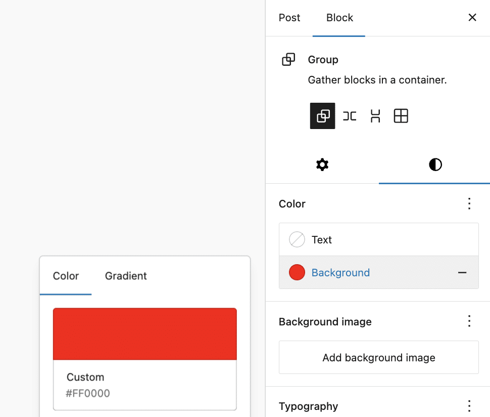 In the right-hand menu, there is a background color tab for you to change the block's color