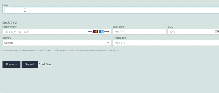 Stripe payment form example