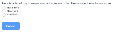 Honeymoon product examples for quiz
