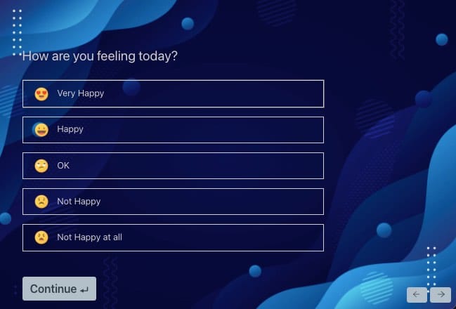 Conversational form example from Typeform