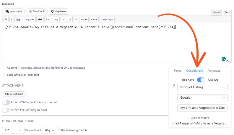 Conditional Statements in email notification