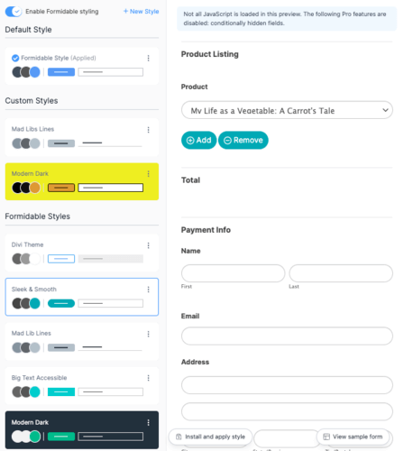 Formidable Style Templates