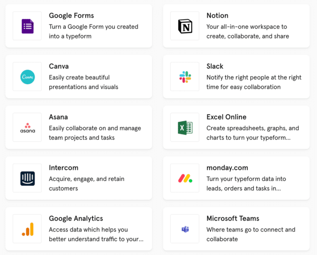 Typeform integrations