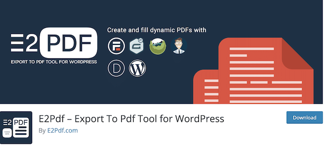 E2Pdf WordPress PDF download plugin