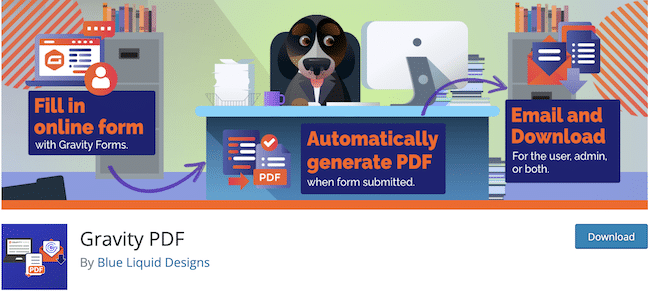 Gravity PDF WordPress plugin for downloading PDF files