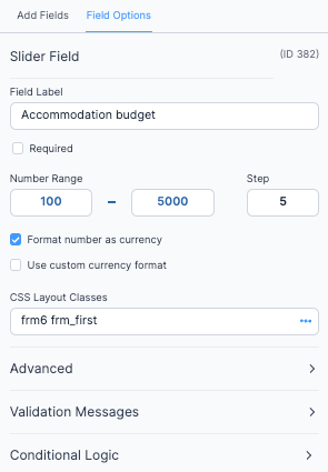 Field Options Settings
